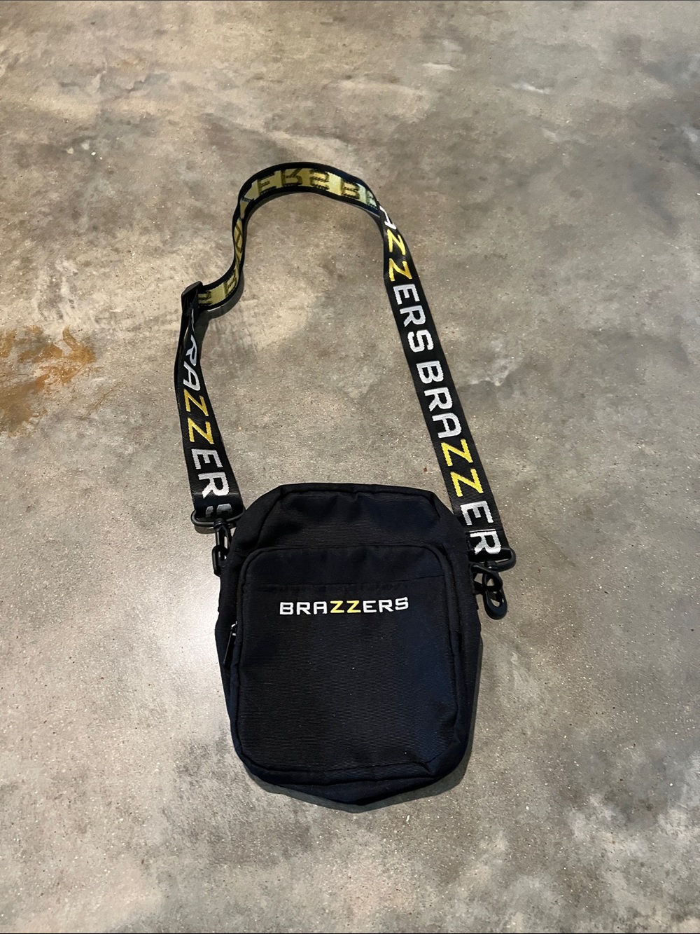 Black Crossbody Shoulder Bag with Logo Strap